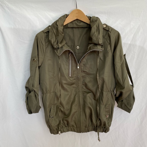 Olive Green Lightweight Casual Jacket - Picture 5 of 7